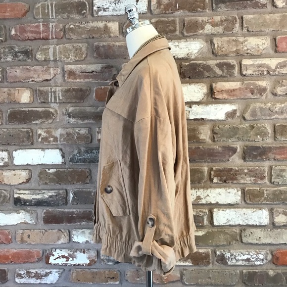 FRED DAVID Women's Tan Roll Tab Sleeves Utility Jacket XL - Picture 3 of 6